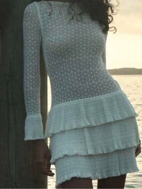Doen Light Blue Tiered Knit Mini Dress